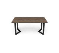 Table rectangulaire - Monaco - Décor mélamine chêne Saloon - Pied en V noir - 6 Places - 180 x 90 cm