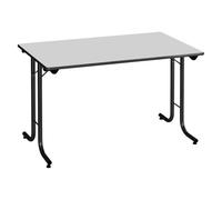 Table rectangulaire pliante plateau gris clair L 120 x P 70 cm - Classique - piétement noir