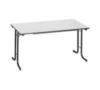 Table rectangulaire pliante plateau gris clair L 140 x P 70 cm - Classique - piétement noir