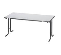 Table rectangulaire pliante plateau gris clair L 160 x P 70 cm - Classique - piétement noir