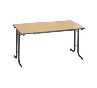 Table rectangulaire pliante plateau hêtre L 140 x P 70 cm - Classique - piétement noir