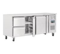 Table inox réfrigérée tropicalisée positive 417 Litres, 2 portes & 2 tiroirs, 350 W, 220 V - MONO