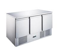Table réfrigérée 3 portes inox - 368 L - R290 - +2/+8°C - Plan de travail inox GN 1/1
