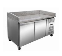 Table à Pizza Réfrigérée en Granit 2 Portes avec Dosseret - 390L - Tropicalisée