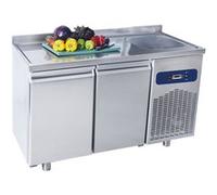 Table Réfrigérée Positive 2 Portes avec Dosseret et Plonge Mastro NC