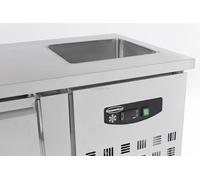 Table réfrigérée positive Inox 3 portes GN1/1 avec évier