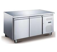 Table Réfrigérée Positive Inox GN 1/1 - 2 Portes | 282 L, Froid Ventilé, Thermostat Digital | Sans Dosseret, Groupe Tropicalisé Classe 4, Réfrigérant R290 - Cuisine Professionnelle