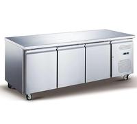 Table Réfrigérée Positive Inox GN 1/1 - 3 Portes | 284 L, Froid Ventilé, Thermostat Digital | Sans Dosseret, Groupe Tropicalisé Classe 4, Réfrigérant R290 - Cuisine Professionnelle