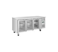 Table Réfrigérée Positive Série U 3 Portes Vitrées 465 Litres Polar Métallisé