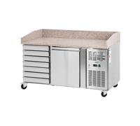 Table réfrigérée sur roulettes - 165 l - 1 compartiment - 7 tiroirs - 151 x 80 cm inox - Royal Catering