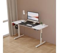 Table réglable en hauteur Hayward table d'ordinateur 140 x 60 cm bureau avec tapis de souris table de bureau ergonomique table de gaming blanc