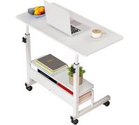 Table réglable pour étudiant - Portable - Mobilier de bureau à domicile - Petits espaces - Canapé, chambre à coucher, bureau de chevet - Pour apprendre à jouer - Bureau sur roulettes - Table de
