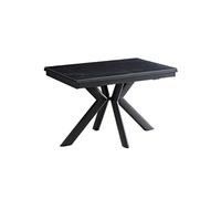 Table repas 120x80cm allongeable plateau en finition marbre pied étoile anthracite - XENON -