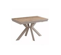 Table repas 120x80cm allongeable plateau en verre et céramique finition chêne pied étoile sable - XENON -