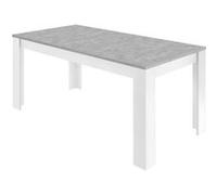 Table Repas 180cm Blanc Laqué Brillant Plateau Aspect Béton - OTELLO - ALTOBUY Gris G