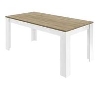 CADIZ - Table Repas 180cm Blanc Laqué Brillant Plateau Aspect Bois Cadiz -
