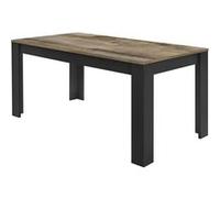Table Repas 180cm Noir Mat Plateau Aspect Bois Antik - OTELLO - ALTOBUY Noir G
