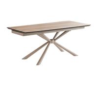 Table repas 180x90cm allongeable plateau en verre et céramique finition chêne pied étoile sable - ECLIPSE - ALTOBUY Beige