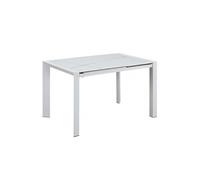 Table Repas Allongeable Plateau Céramique Marbré Blanc Pieds Métal Blanc - MELIA - ALTOBUY Blanc G