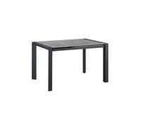 MELIA - Table Repas Allongeable Plateau Céramique Marbré Gris Pieds Métal Gris -