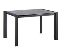 MELIA - Table Repas Allongeable Plateau Céramique Marbré Gris Pieds Métal Gris -