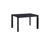 Table Repas Allongeable Plateau Céramique Marbré Noir Pieds Métal Gris - MELIA -