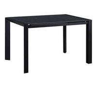 MELIA - Table Repas Allongeable Plateau Céramique Marbré Noir Pieds Métal Gris -