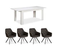 Table repas extensible 160x90 4 chaises anthracite