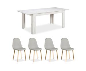 Table repas extensible 160x90 4 chaises grises