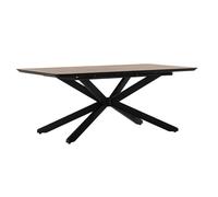 Table repas extensible NADILIS 190/250cm chêne foncé pieds étoile métal noir