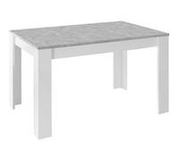 Table Repas Extensible Blanc Laqué Brillant Plateau Aspect Béton - OTELLO - ALTOBUY Gris G