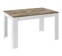 Table Repas Extensible Blanc Laqué Brillant Plateau Aspect Bois Antik - ANTIK -