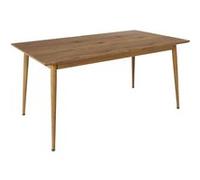 Table Repas Extensible en MDF Aspect Chêne Clair Pieds Métal - ANDREA -