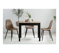 Table repas fixe CAPRI 81B style industriel chêne clair artisan et pieds noirs 90 x 67 x 76 cm