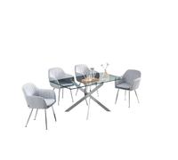 Table Repas JESSICA XXL Chrome et plateau en verre TRANSPARENT 180 cm 6 à 8 couverts