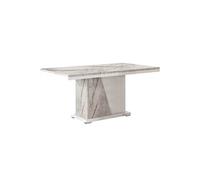 Table Repas Pied Central Blanc et Aspect Marbre - EROS -