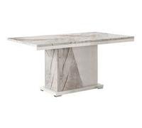 Table Repas Pied Central Blanc et Aspect Marbre - EROS -