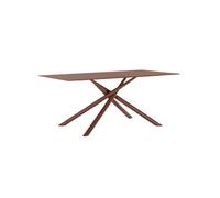 Table repas rectangulaire 180cm plateau en verre trempé et pieds croisés métal terracotta - AXELLE