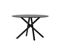 Table repas ronde Ø120cm MDF aspect pierre noire pieds croisées métal noir AMAEL