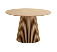 Table repas ronde Ø120cm Pied Central Relief MDF Placage Chêne clair - DUBLIN