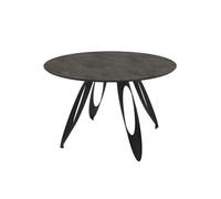 AltoBuy Table Repas Ronde Ø130cm Plateau Aspect minéral Anthracite Pieds Design métal Noir - ONARYS
