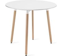 Table ronde - Ø 80 cm - Blanc, Hêtre - KAMI