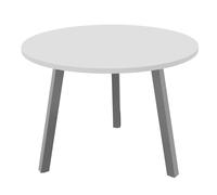 Table ronde 100 cm - 3 pieds trapèze métal Aluminium - Plateau Blanc