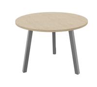 Table ronde 100 cm - 3 pieds trapèze métal Aluminium - Plateau Chêne