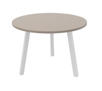 Table ronde 100 cm - 3 pieds trapèze métal Blanc - Plateau Argile