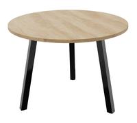 Table ronde 100 cm - 3 pieds trapèze métal Noir - Plateau Chêne Nébraska