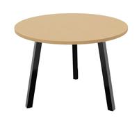 Table ronde 100 cm - 3 pieds trapèze métal Noir - Plateau Hêtre