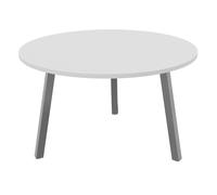 Table ronde 120 cm - 3 pieds trapèze métal Aluminium - Plateau Blanc