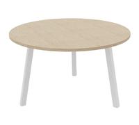 Table ronde 120 cm - 3 pieds trapèze métal Blanc - Plateau Chêne