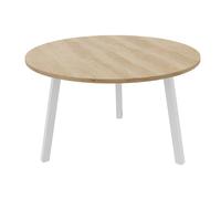 Table ronde 120 cm - 3 pieds trapèze métal Blanc - Plateau Chêne Nébraska